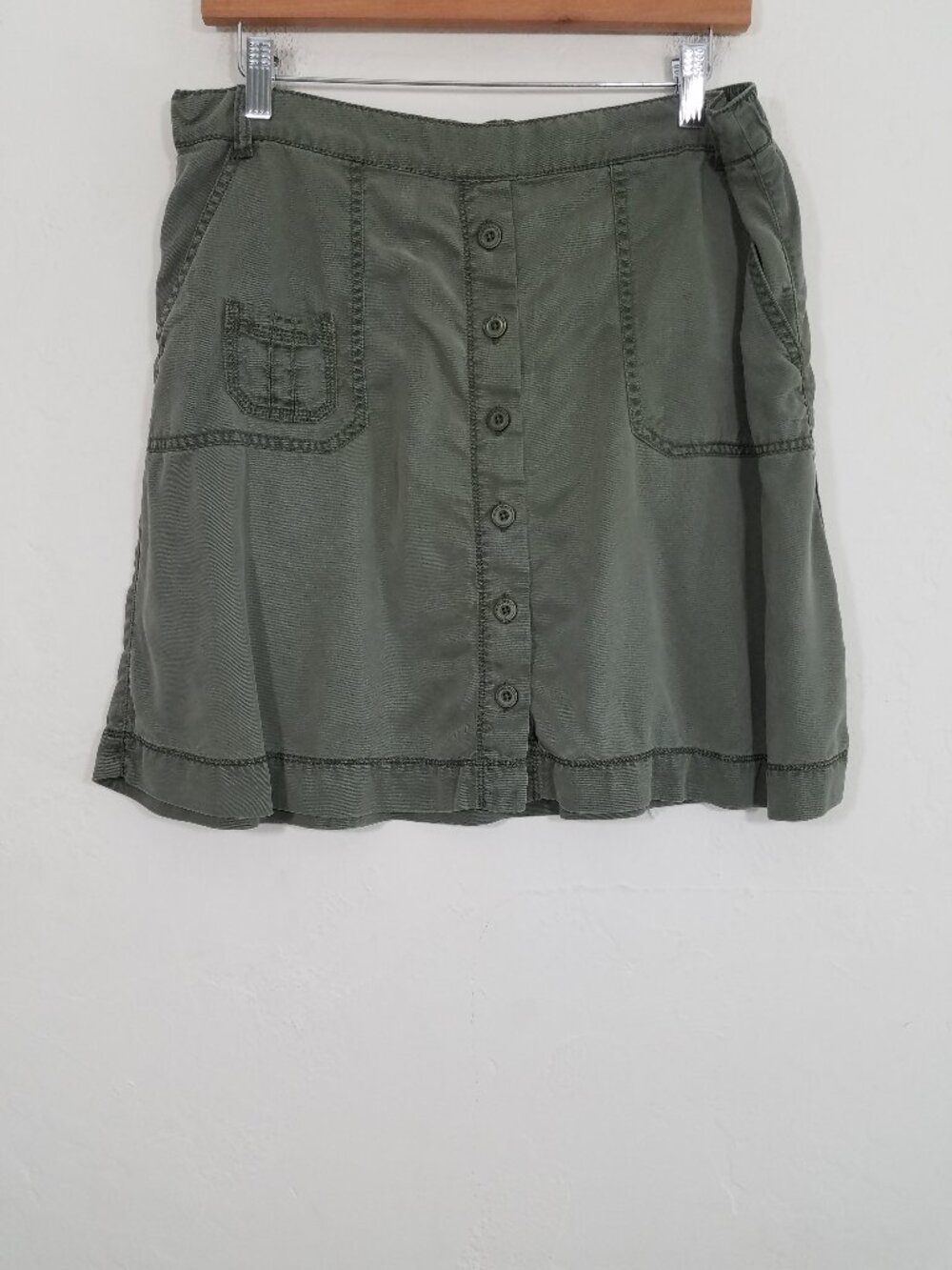 ATNHROPOLOGIE Marrakech Olive Green Lyocell Skirt with Pockets Size 14